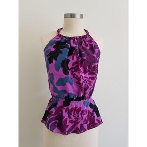 Falls Floral Purple Silk Halter Top